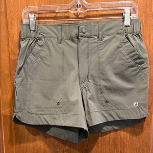 Women's Olive Cargo Shorts - Lightweight Active Short with Pockets